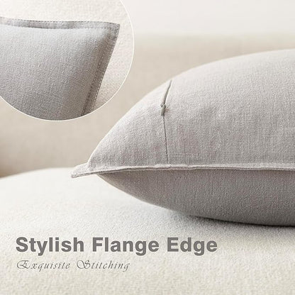 Foindtower Pack of 2, Decorative Linen Soild Throw Pillow Covers Accent Lumbar Cushion Case Farmhouse Pillowcase for Chair Couch Sofa Bedroom Living Room Home Decor 12 x 20 Inch Light Rustic Gray