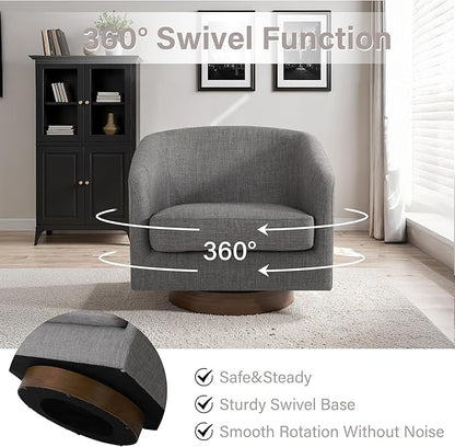 Lumibee Swivel Accent Chair, Chenille Fabric Swivel Barrel Chair for Living Room, Modern Comfy Upholstered Round Armchair Single Sofa Chair for Bedroom, Club-Grey