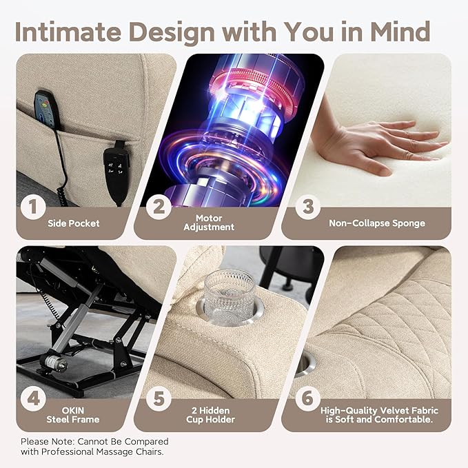 Oversized Lazy Boy Recliner Chair, 2 Motor Leather Recliner, Nursing Lift Chair with Massage and Lumbar Heating, Functional Adult Power Recliner with Cup Holders