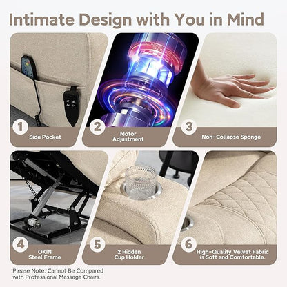 Oversized Lazy Boy Recliner Chair, 2 Motor Leather Recliner, Nursing Lift Chair with Massage and Lumbar Heating, Functional Adult Power Recliner with Cup Holders