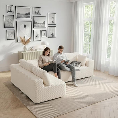 106" Cloud Modular Sectional Sofa Couch,L-Shape Modern Boneless Sectional Couch with Deep Seat,Upholstered Couches for Living Room Bedroom,No Assembly Required,Beige