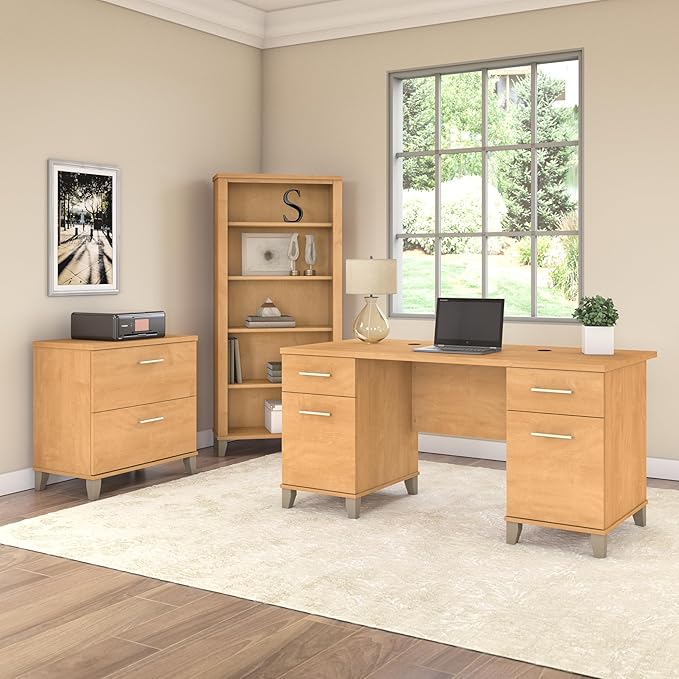 Bush Furniture 2 Drawer Lateral File Cabinet, Letter and Legal-Size Document Storage for Home or Professional Office, Somerset Collection, Maple Cross