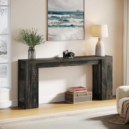 Tribesigns 70.9-Inch Long Console Table, Farmhouse Wooden Entryway Sofa Table Behind Couch, Narrow Entry Console for Living Room, Hallway, Entrance, Foyer, Black