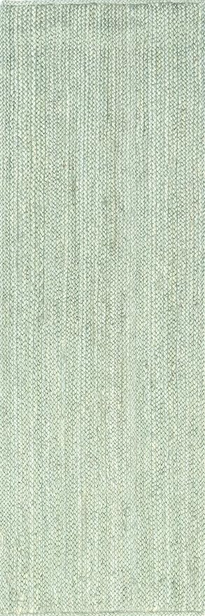 nuLOOM 2' 6" x 6' Rigo Jute Hand Woven Area Rug, Green, Solid Farmhouse Design, Natural Fiber, for Bedroom, Living Room, Dining Room, Hallway, Office, Kitchen, Entryway