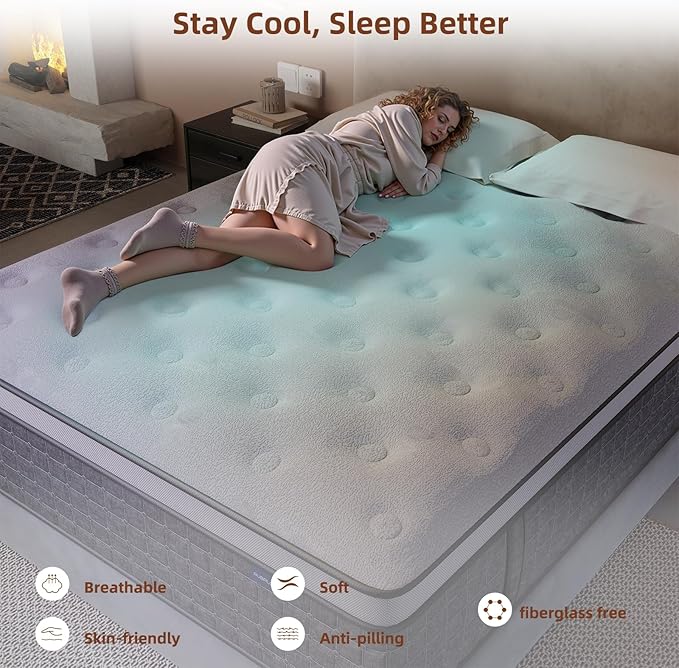 Mattress Queen Size, Medium Firm 14 Inch Mattress with Extra Lumbar & Shoulder Support, Hybrid Mattresses with Gel Memory Foam Pain Relief - Fiberglass Free - No Odor - 365 Night Trial