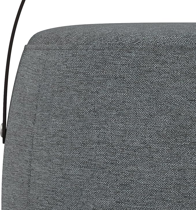 SIMPLIHOME Ramsay 16 inch Wide Contemporary Irregular Footstool in Grey Linen Look Fabric, Fully Assembled for the Living Room