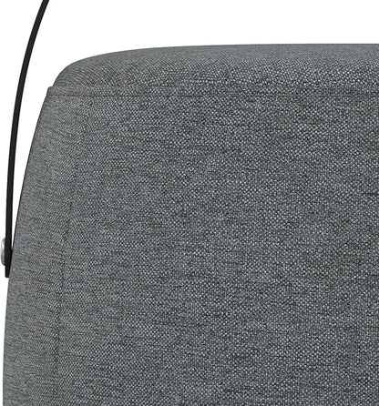 SIMPLIHOME Ramsay 16 inch Wide Contemporary Irregular Footstool in Grey Linen Look Fabric, Fully Assembled for the Living Room