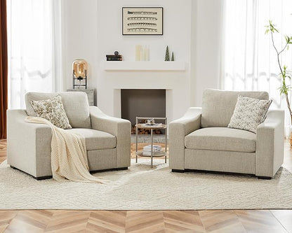 ABCASA 47" W Oversized Accent Chair, Comfy Upholstered Sofa Chair with Large Seat and Wide Armrest, Pet-Friendly Modern Lounge Armchair for Living Room/Apartment/Bedroom, Premium Linen, Oatmeal