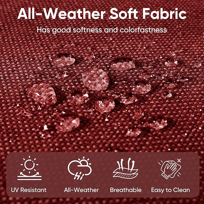 7-Piece Outdoor Patio Cushion Set - Fade & Water Resistant with Removable Olefin Cover, 22x24x4 Inch Memory Foam Cushions for Wicker Sectional Sof - Red/Buckle