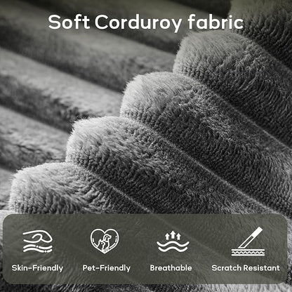 Wanderwell Oversized Modular Sectional Sofa, 9-Seater U Shaped Couches with Movable Ottoman,Corduroy Sectional Couch with Wide and Deep Seats Suitable for Living Room,Bedroom,Apartment (Grey, U-9)