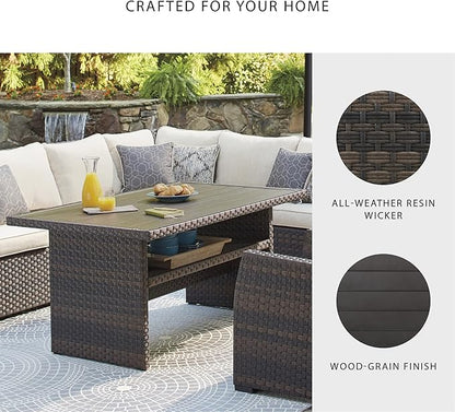 Signature Design by Ashley Outdoor Easy Isle Multi-Use Resin Wicker Patio Table, Dark Brown