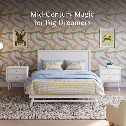 Babyletto Palma Full Size Bed for Kids - GREENGUARD Gold Certified - Sturdy Wood Full Size Bed Frame with Headboard - Modern Design & Low Height for Safety - Perfect for Kids Bedrooms, Guest Rooms