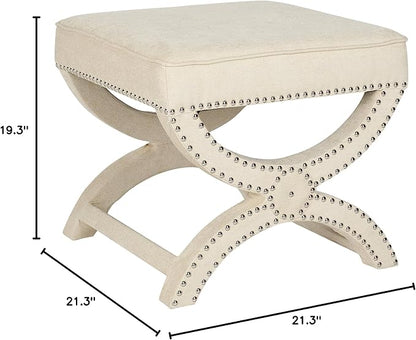 Safavieh MCR4645 Mystic Upholstered Ottoman Color: Cream