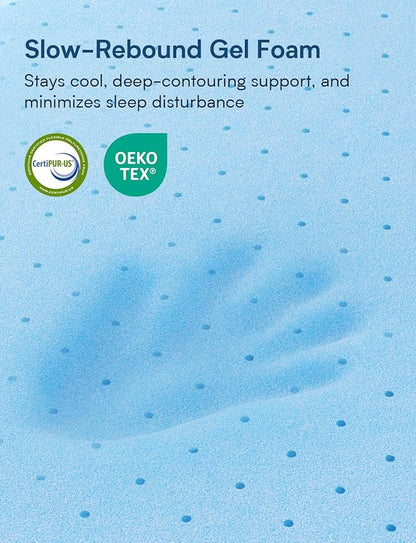 Queen Mattress Firm, 12 Inch Cooling Gel Memory Foam Mattress, Back Pain Relief, Cooling Ice Silk Cover, Bed Mattress in Box, CertiPUR-US Certified