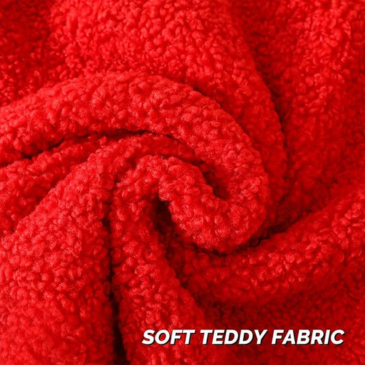 FUTEI Christmas Red Throw Pillow Covers 22x22 Inch Set of 2,Furry Faux Fur Teddy Boucle Textured Cushion Covers,Soft Fluffy Decorative Pillow Case,Home Decor for Couch Bed Living Room Office Car