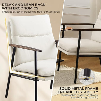Art Leon Accent Chair- Mid Century Modern Accent Chairs Upholstered Fabric Reading Bedroom Chair Side Sitting Chair with Metal Frame Armchairs for Living Room, Bedroom, Guest Room Beige