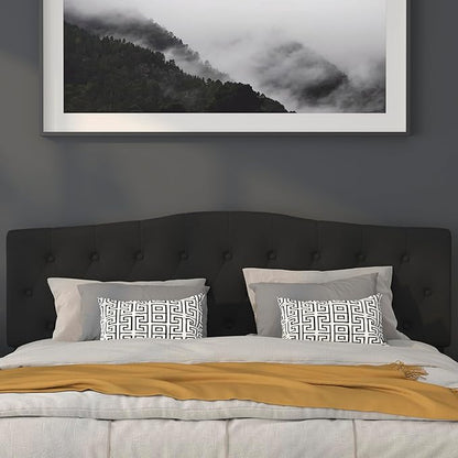 BizChair Tufted Upholstered King Size Headboard in Black Fabric