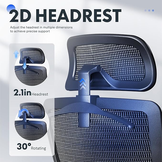 FLEXISPOT OC3 Air Ergonomic Office Chair Mesh Back Swivel Computer Chair Executive Office Desk Chairs with Adjustable Lumbar Support/2D Headrest/Lockable Backrest, Mesh Seat Cushion, Gray