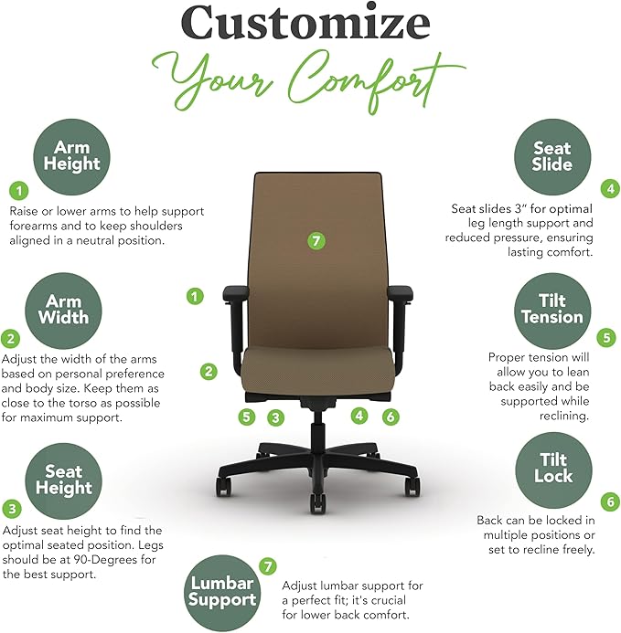 HON Ignition 2.0 Mid Back Task Chair, Spectrum Mesh, Advanced Synchro-Tilt Control, Office Chair with Lumbar Support, Height and Width Adjustable Arms, Black Frame, Quicksand