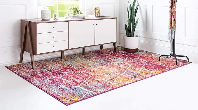 Unique Loom Trellis Frieze Collection Area Rug - Geometric (5' x 8', Multi/ Ivory)