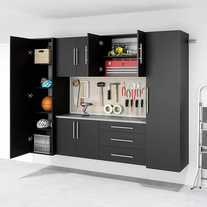 Prepac HangUps 30'' Garage Storage Cabinet with 3 Drawers, Wood Wall Mount Pantry Cabinet, Wall Hanging Laundry Room Cupboard, Kitchen Pantry for Garage, Kitchen and Laundry Organization, Black