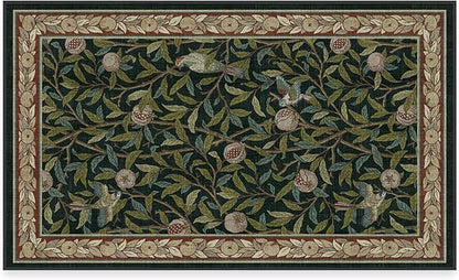 RUGGABLE x Morris & Co Washable Area Rug – Pomegranate Blue Green 3x5, Stain-Resistant, Non-Slip – Small Machine Washable Rugs for Living Room, Bedroom, Hallway, Entryway & Office–with Standard Pad