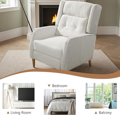 Art Leon Modern Accent Chair with Ottoman - Soft Fabric Armchair with Adjustable Backrest Modular Single Sofa Comfy Lounge Chair Mid Century Modern Chair for Bedroom Living Room, White