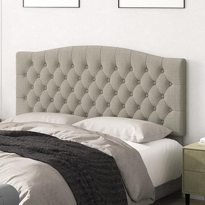 Queen Headboard Only, Upholstered Headboard for Adjustable Bed Linen Tufted Queen/Full Size Wall Mounted Head Board with Solid Wood Legs Head Board, Linen