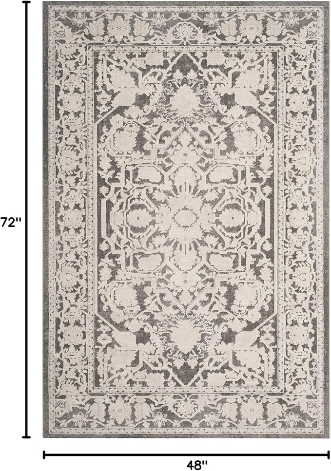 SAFAVIEH Area Rug 4x6 - Reflection Collection - Dark Grey & Cream, Non-Shedding & Easy Cleaning, Ideal for Entryway, Living Room, Bedroom (RFT665B)