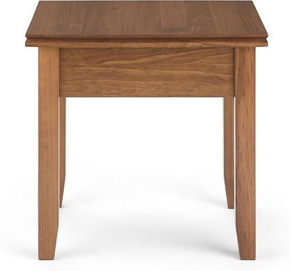 SIMPLIHOME Artisan SOLID WOOD 21 inch Wide Square Transitional End Side Table in Honey Brown for the Living Room and Bedroom
