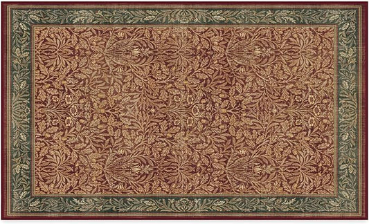 RUGGABLE x Morris & Co Machine Washable Christmas Area Rug – Acorn Amber Red 3x5, Stain-Resistant, Non-Slip – Small Rugs for Living Room, Bedroom, Hallway, Entryway & Office–with Cushioned Pad
