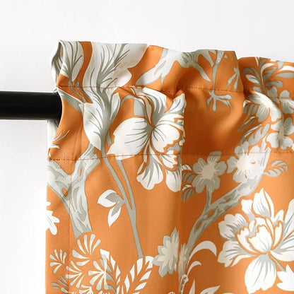 Lush Decor Dolores Light Filtering Valance Curtains Single, 52" W x 18" L Orange - Valances for Windows - Vintage Valance Floral - Coquette Decor