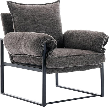 Xifan Modern Comfy Reclining Chair with 6 Angle Adjustable Backrest, Upholstered Accent Chair Fabric Living Room Lounge Chair for Reading Room - Gray, 1PC