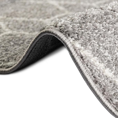 Unique Loom Trellis Frieze Collection Area Rug - Geometric (3' x 5' Oval, Light Gray/ Ivory)