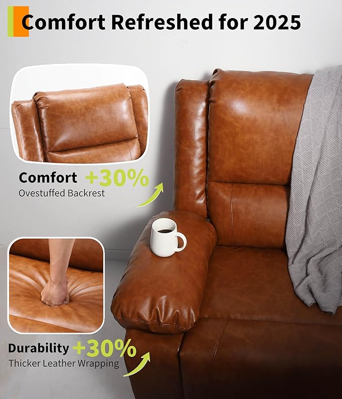 GarveeHome Power Lift Recliner Chair - Heat and Massage, Faux PU Electric Lift Recliner for Elderly & Mobility Impaired, Adjustable Back and Legs, Heavy Duty Lift Chair for Seniors