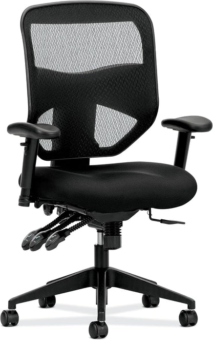 HON Prominent Mesh Ergonomic Office Chair with Adjustable Arms, Back Support, 360° Swivel Task Chair for Computers, Desk, Home Office, ASynchro-Tilt Recline, Black