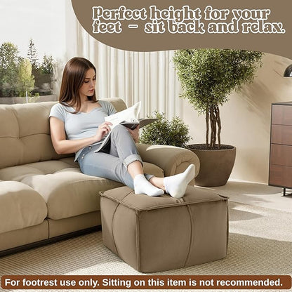MeMoreCool Stuffed Round Pouf Ottoman Foot Rest, Floor Pouf Foot Stool with Soft Foam Chunk Filling, Small Round Ottoman Footstool Circle Footrest for Living Room