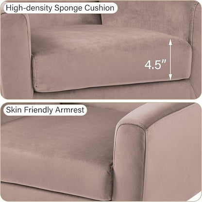 Accent Chair, Modern Velvet Arm Chair for Living Room, Bedroom, Comfy High-Resilient Sponge Reading Chair for Small Spaces （Velvet Silk Pink, Set of 2