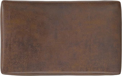 SIMPLIHOME Shiloh 26 inch Wide Transitional Contemporary Small Storage Ottoman in Distressed Chestnut Brown Vegan Faux Leather, Assembled, for The Living Room, Entryway and Family Room