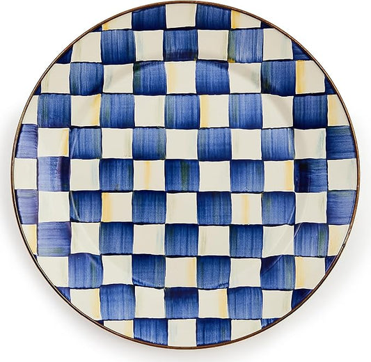 MACKENZIE-CHILDS Enamel Charger Plate, Charger Decoration for Dinner Plates or Home Decor, 12 Inches, Blue-and-White Royal Check, Set of 1