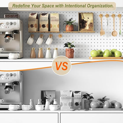 70" Pantry Cabinet with Pegboard, Kitchen Pantry Storage Cabinet with Shelves & Drawer, Adjustable Shelves, LED Light & Power Outlets for Dining Room (White)