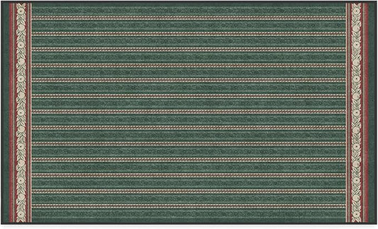 RUGGABLE x Morris & Co Machine Washable Christmas Area Rug– Fruit Stripe Spruce Green 3x5, Stain-Resistant, Non-Slip– Small Rugs for Living Room, Bedroom, Hallway, Entryway & Office–with Standard Pad