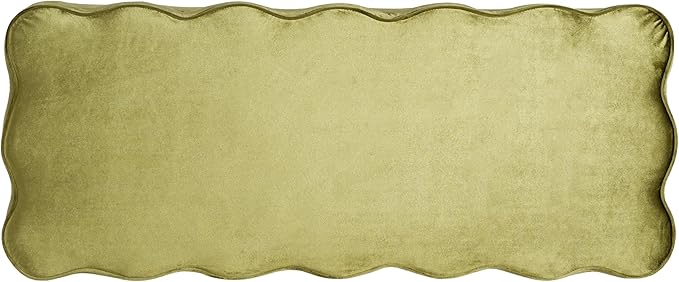 Christopher Knight Home Pean Living Room Ottoman with Storage, Velvet Upholstered Storage Ottoman Bench, Sofa Foot Stool with Wood Frame, Bedroom End of Bed Bench, Chic Scalloped Design, Olive Green