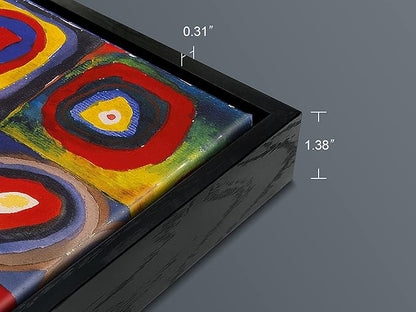 Wieco Art Framed Canvas Wall Art Squares with Concentric Circles of Wassily Kandinsky's Classical Famous Paintings Reproduction for Wall Decor Living Room Home Decorations