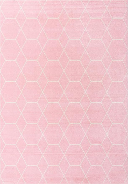 Unique Loom Trellis Frieze Collection Area Rug - Geometric (10' x 14' 1", Light Pink/ Ivory)