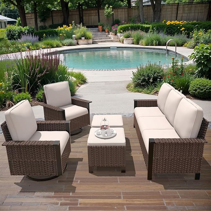 Outdoor Chair Cushions 23" x 24" x 4", Patio Deep Seat Replacement Cushions Set with Zippered Removable Cover, Weather-Resistant Olefin Fabric for Garden Chair Sofa Couch, Set of 2, Beige