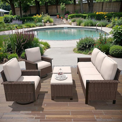 Outdoor Chair Cushions 23" x 24" x 4", Patio Deep Seat Replacement Cushions Set with Zippered Removable Cover, Weather-Resistant Olefin Fabric for Garden Chair Sofa Couch, Set of 2, Beige