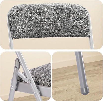 2 Pack Folding Chairs with Fabric Padded Cushion and Back, Commercial Grade Metal Chairs with Comfortable Fabric Cushion for Home and Office, for Indoor and Outdoor Events (2, Gray-Fabric)