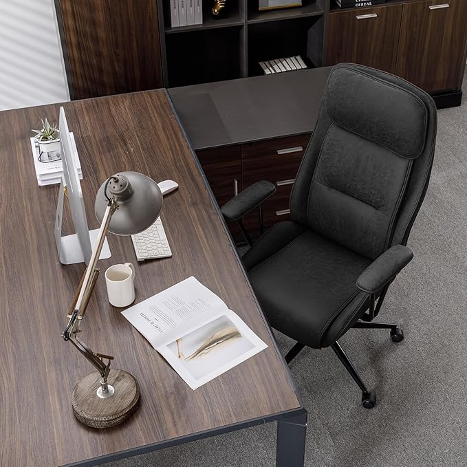 High Back Office Desk Chair,Ergonomic Reclining Office Chair,Modern Swivel Computer Chair,Conference Room Chairs,Black Leather Chair with Lumbar Support,330lbs
