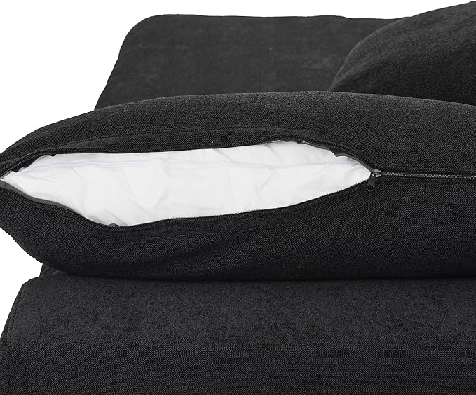 WJShome Love Seat Sofas,80.3" Down Filled Modular Sectional Sofas for Living Room,Cushion Covers Removable, Customizable Modular Sectional Couch for Apartment(Black)